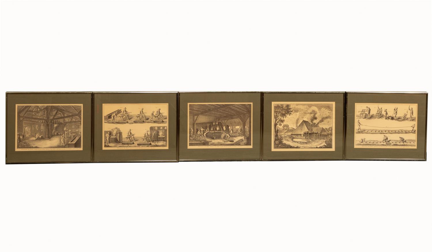 FIVE PCS FRENCH ENGRAVINGS FRAMED 35c5cc