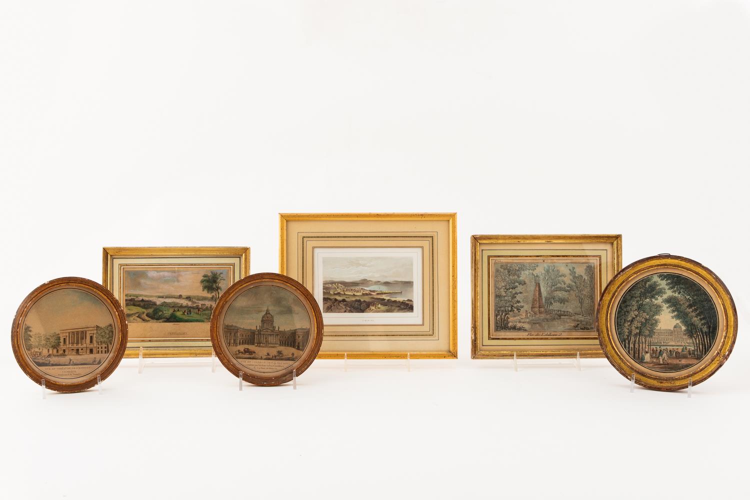 6 PCS GILT FRAMED HAND COLORED 35c5d3