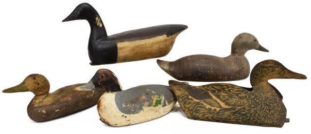 (5) VINTAGE CARVED & PAINTED DUCK DECOYS(lot