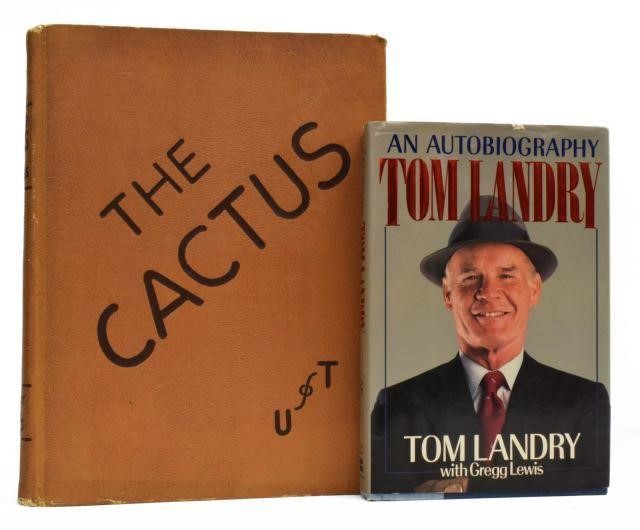 (2) TOM LANDRY SIGNED BOOK & TEXAS