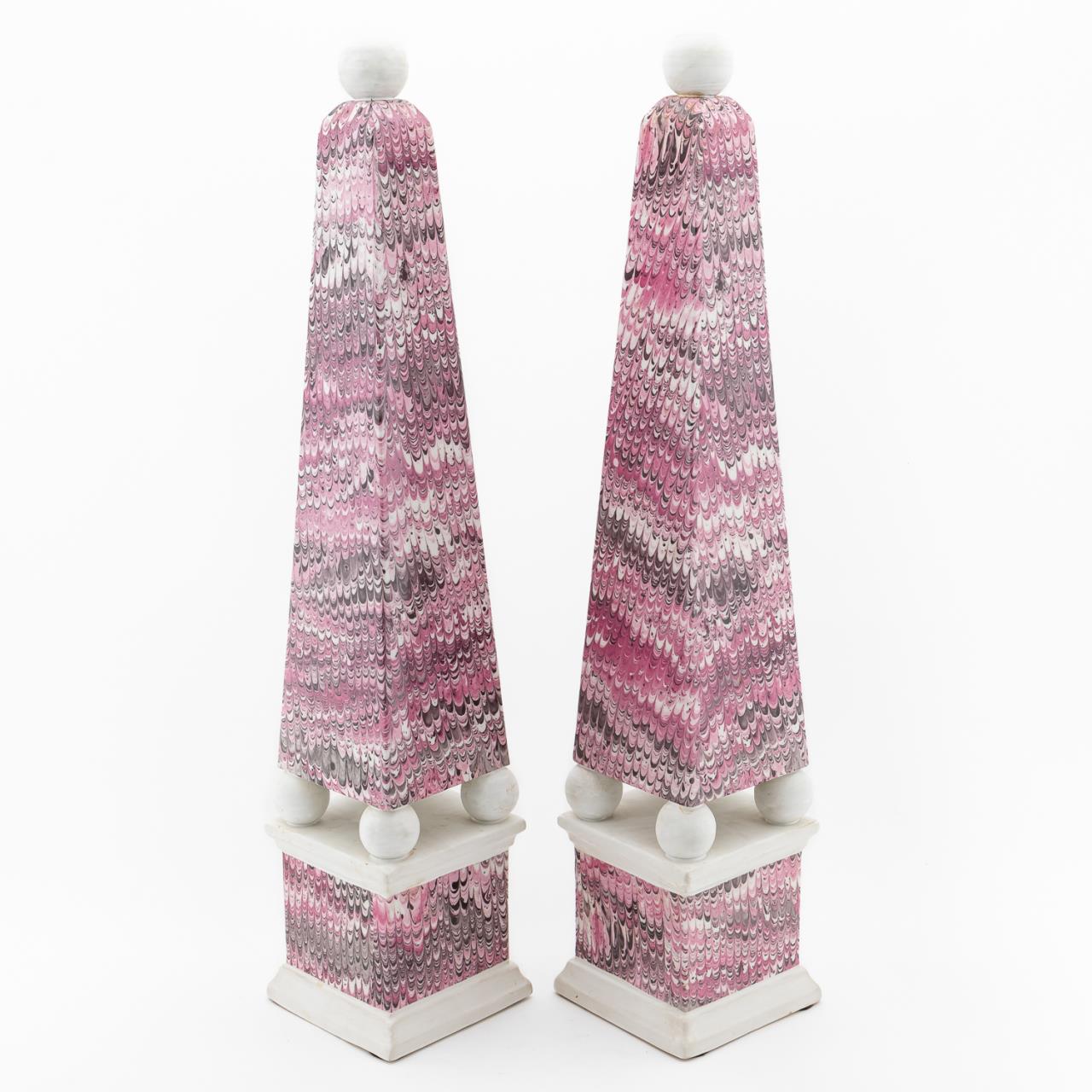 PAIR PINK MARBLE PATTERNED NEOCLASSICAL 35c6a9
