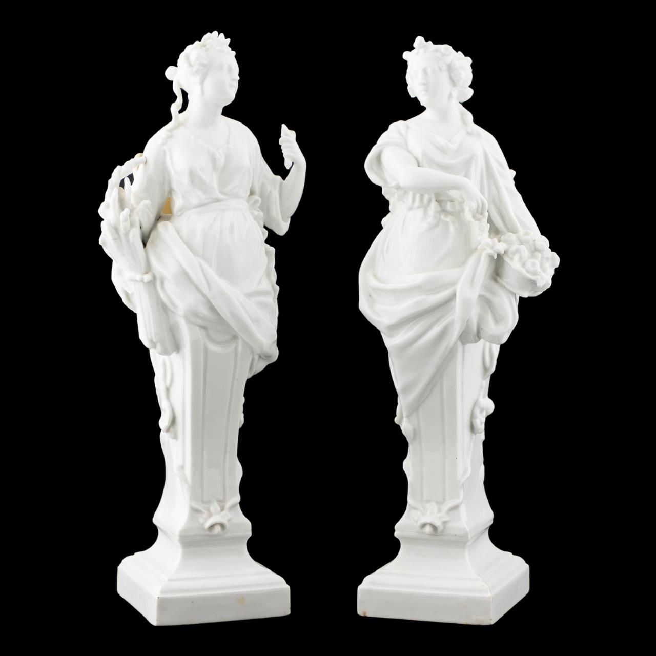 PAIR, 19TH C. "FOUR SEASONS" WHITE