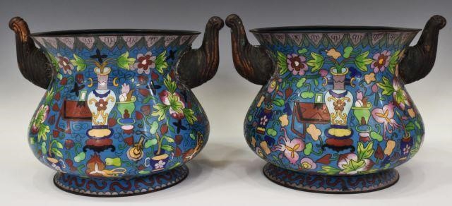  2 CHINESE CLOISONNE ENAMEL ELEPHANT 35c71e