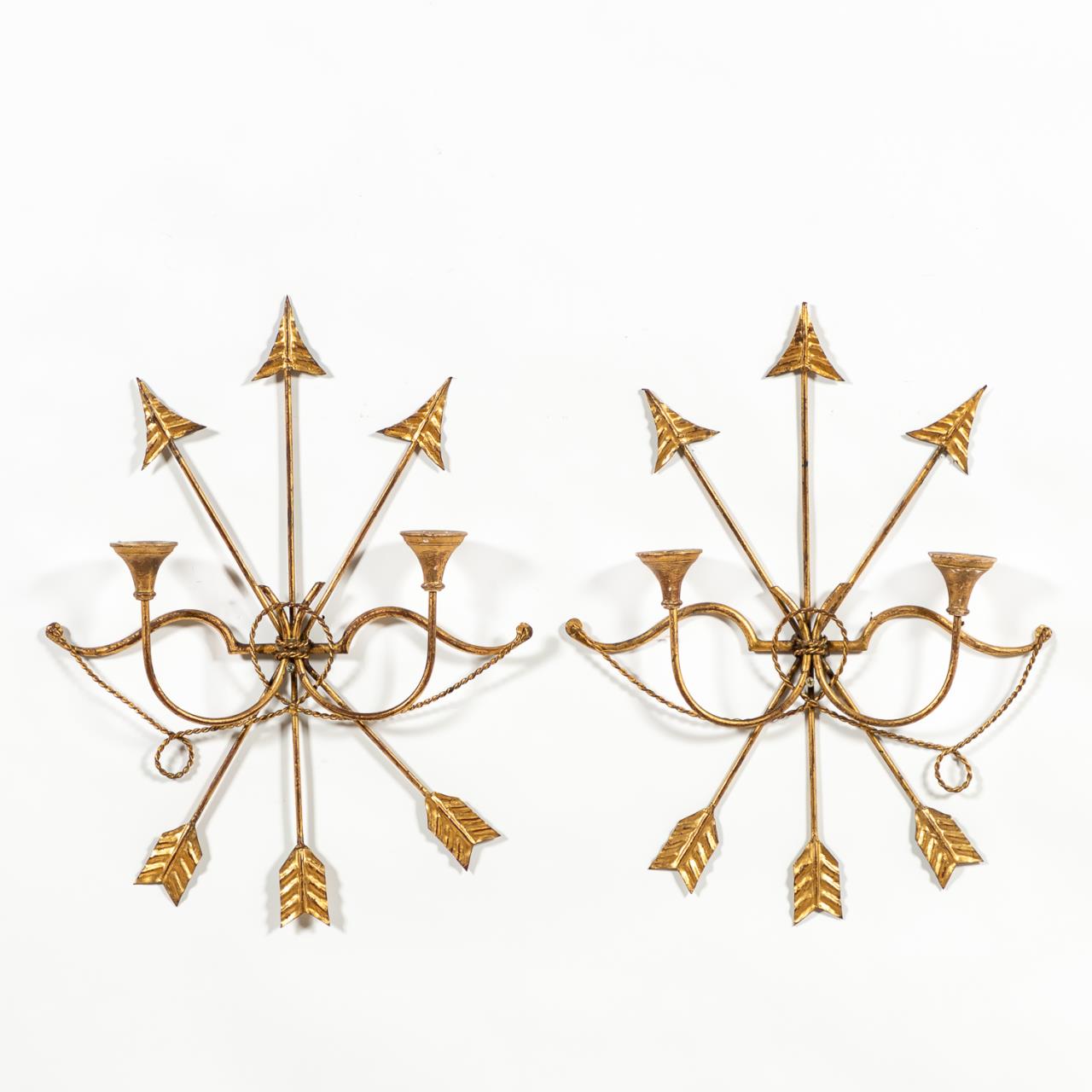 PAIR, GILTWOOD & METAL BOW & ARROW