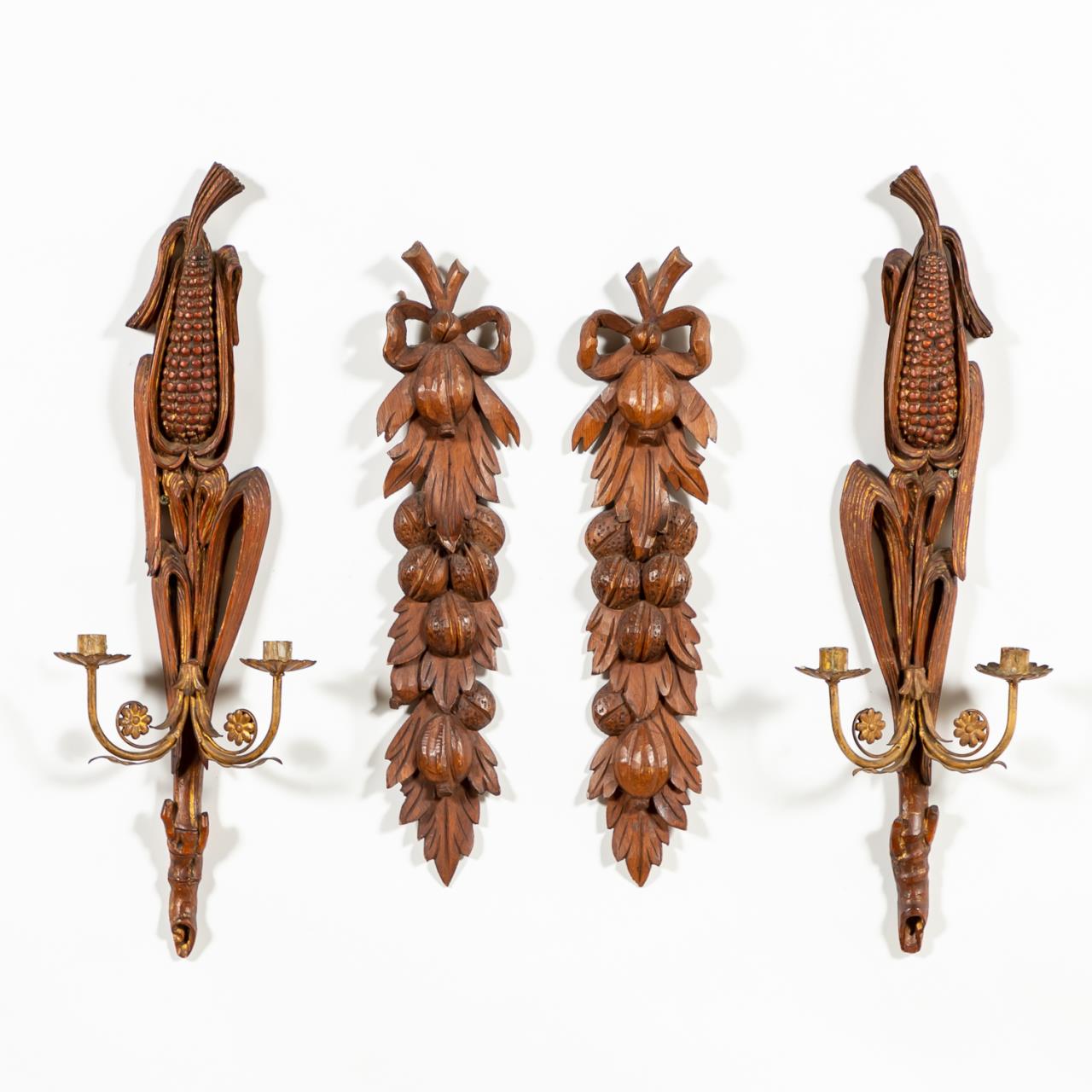 CONTINENTAL CARVED WOODEN SCONCES