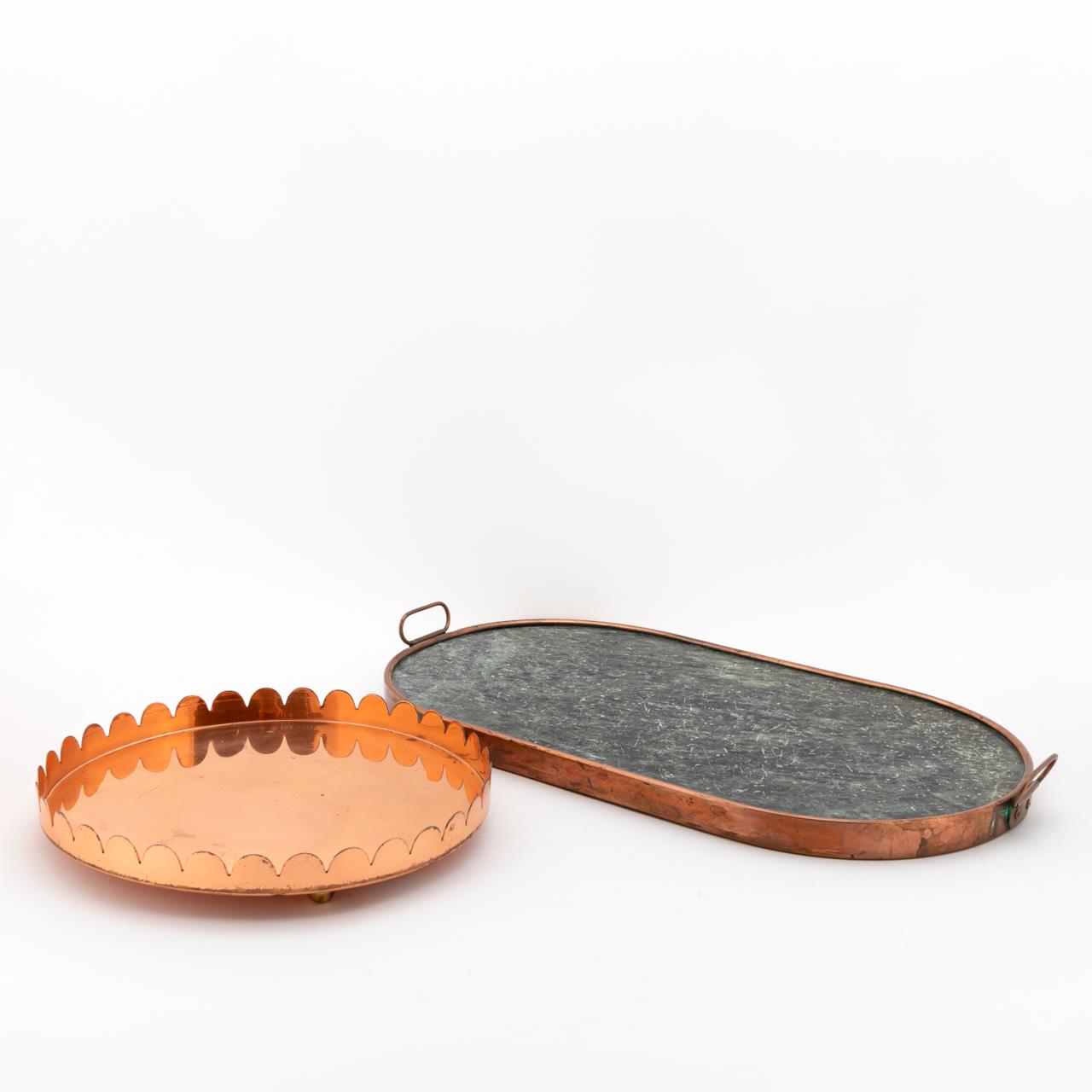 2 PCS, COPPER & MARBLE CHEESEBOARD