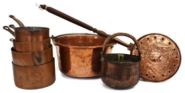 7) FRENCH HAMMERED COPPER KITCHENWARE