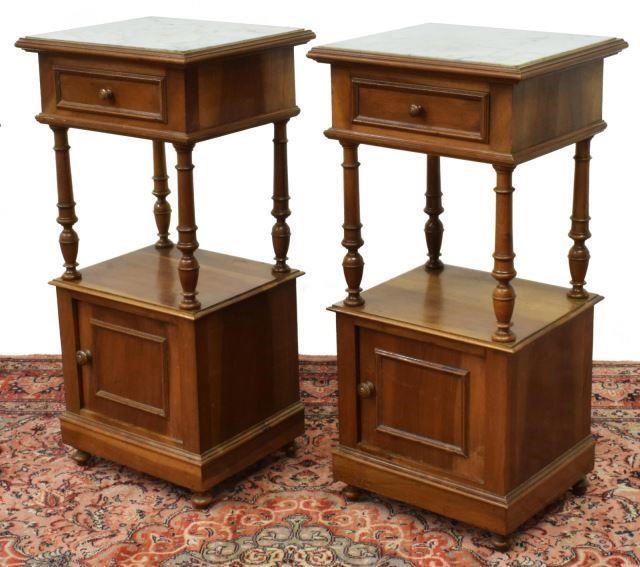 (2) FRENCH HENRI II STYLE MARBLE-TOP