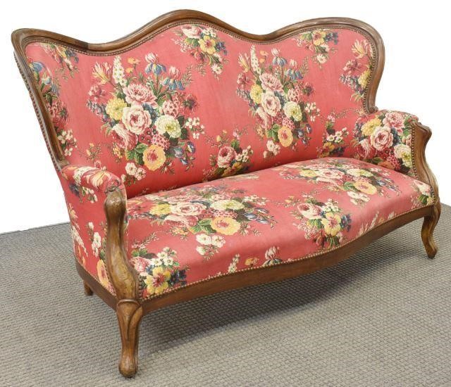 FRENCH NAPOLEON III FLORAL UPHOLSTERED 35c7ce