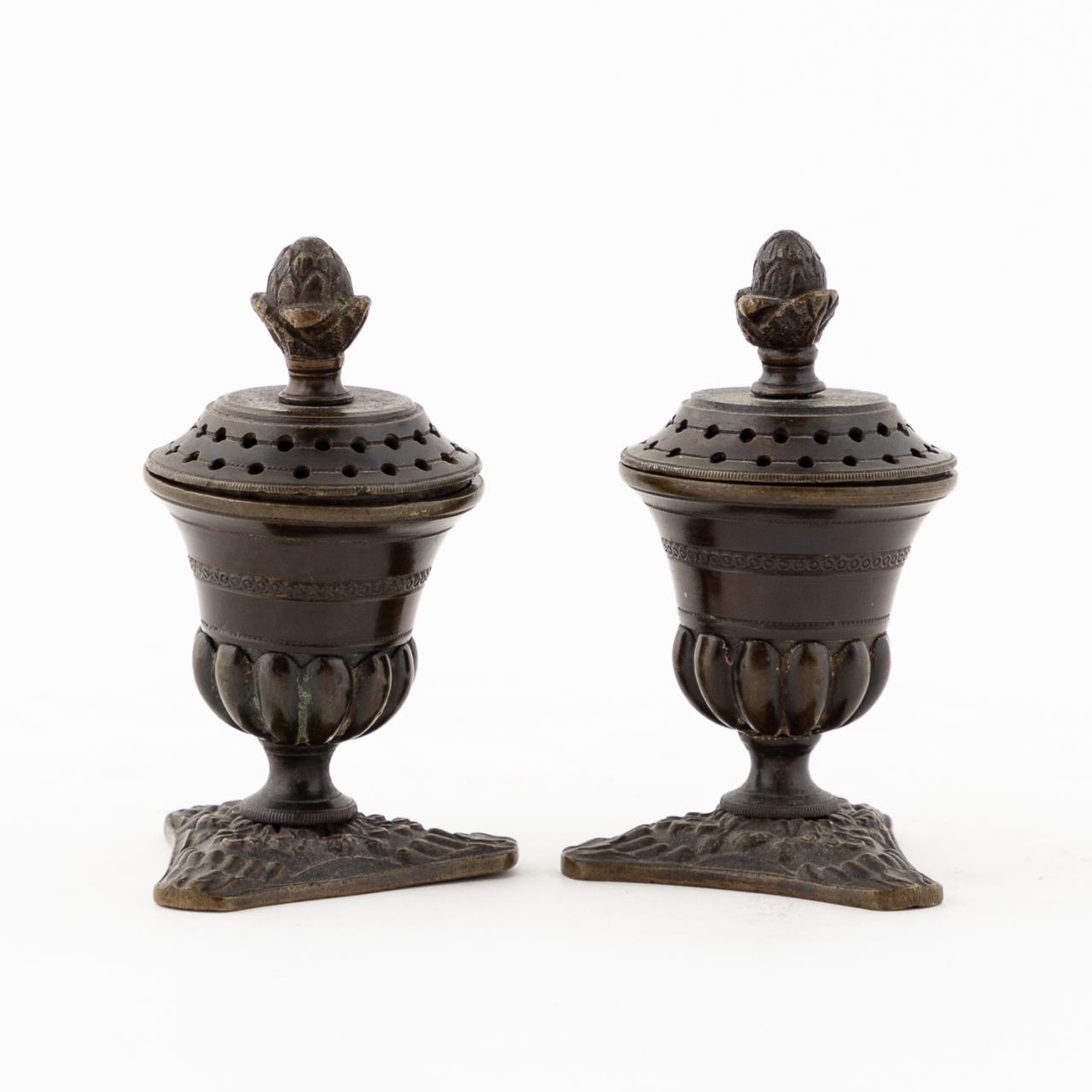 PAIR 19TH C REGENCY BRONZE URN FORM 35c7e6