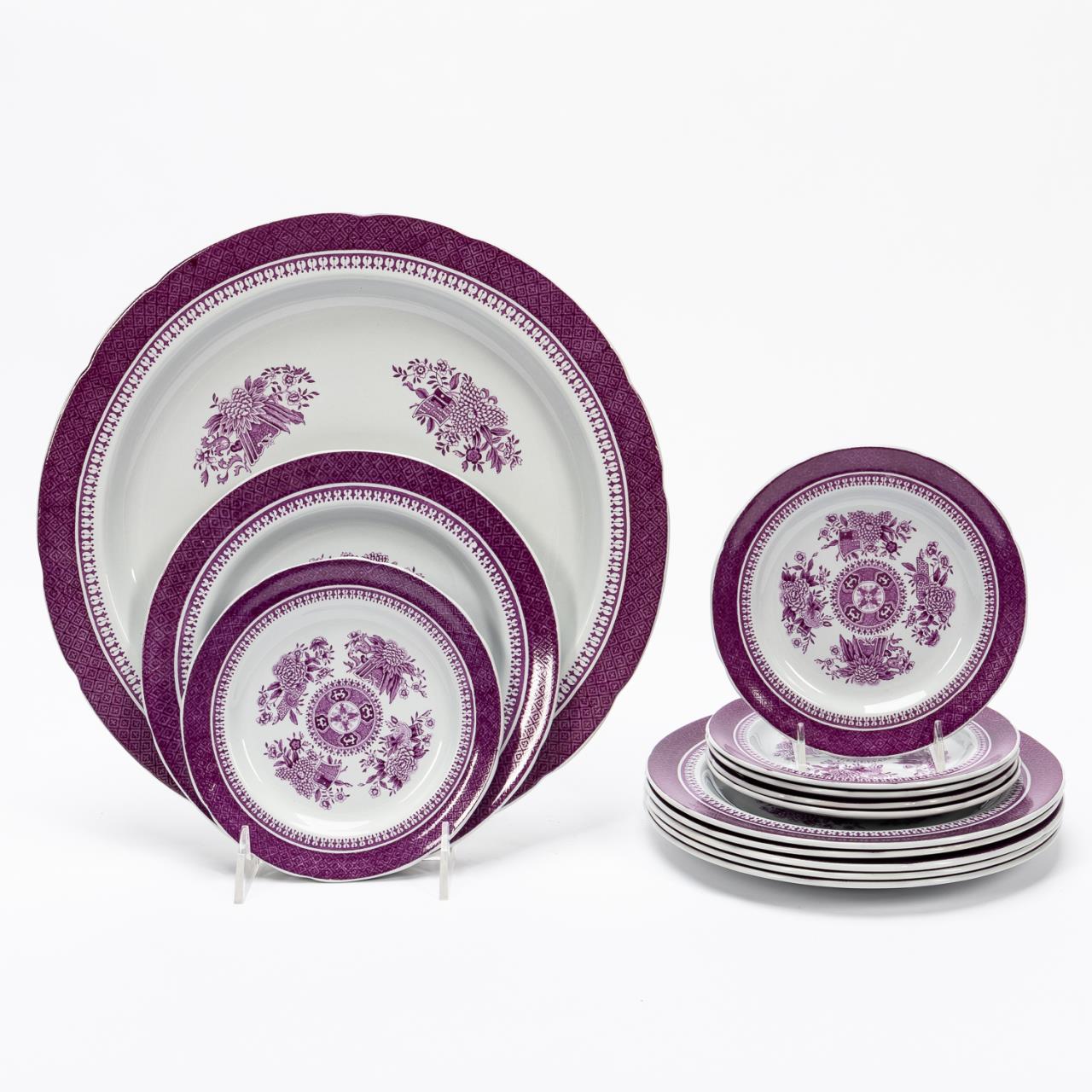 13 PCS SPODE FITZHUGH PLUM DINNERWARE