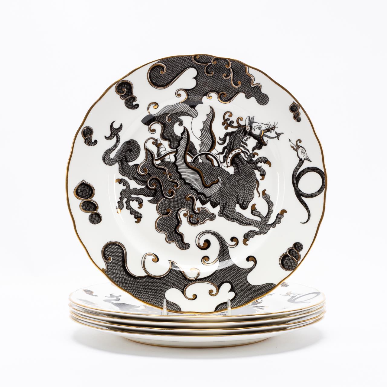 SET 5 ROYAL WORCESTER BLACK DRAGON  35c837