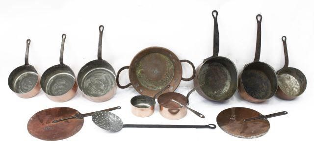 (13) FRENCH COPPER KITCHEN ITEMS