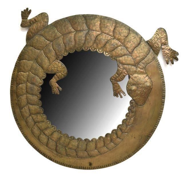 CIRCULAR MEXICAN PIERCED TIN LIZARD