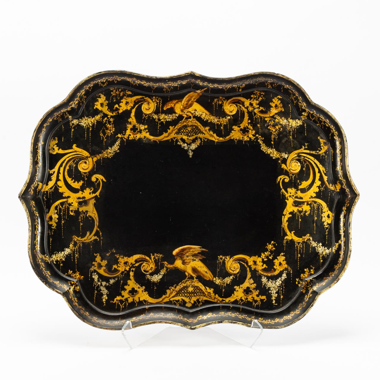 19TH C. ENGLISH GILT & BLACK PAPIER-MACHE