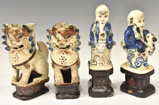  4 CHINESE FIGURAL GLAZED CERMAIC 35c8c3