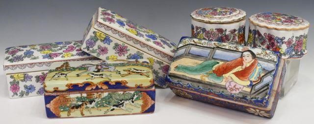 (6) CHINESE PORCELAIN BRUSH & TRINKET