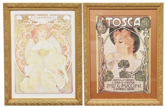  2 FRAMED ART NOUVEAU STYLE PRINTS lot 35c8d5