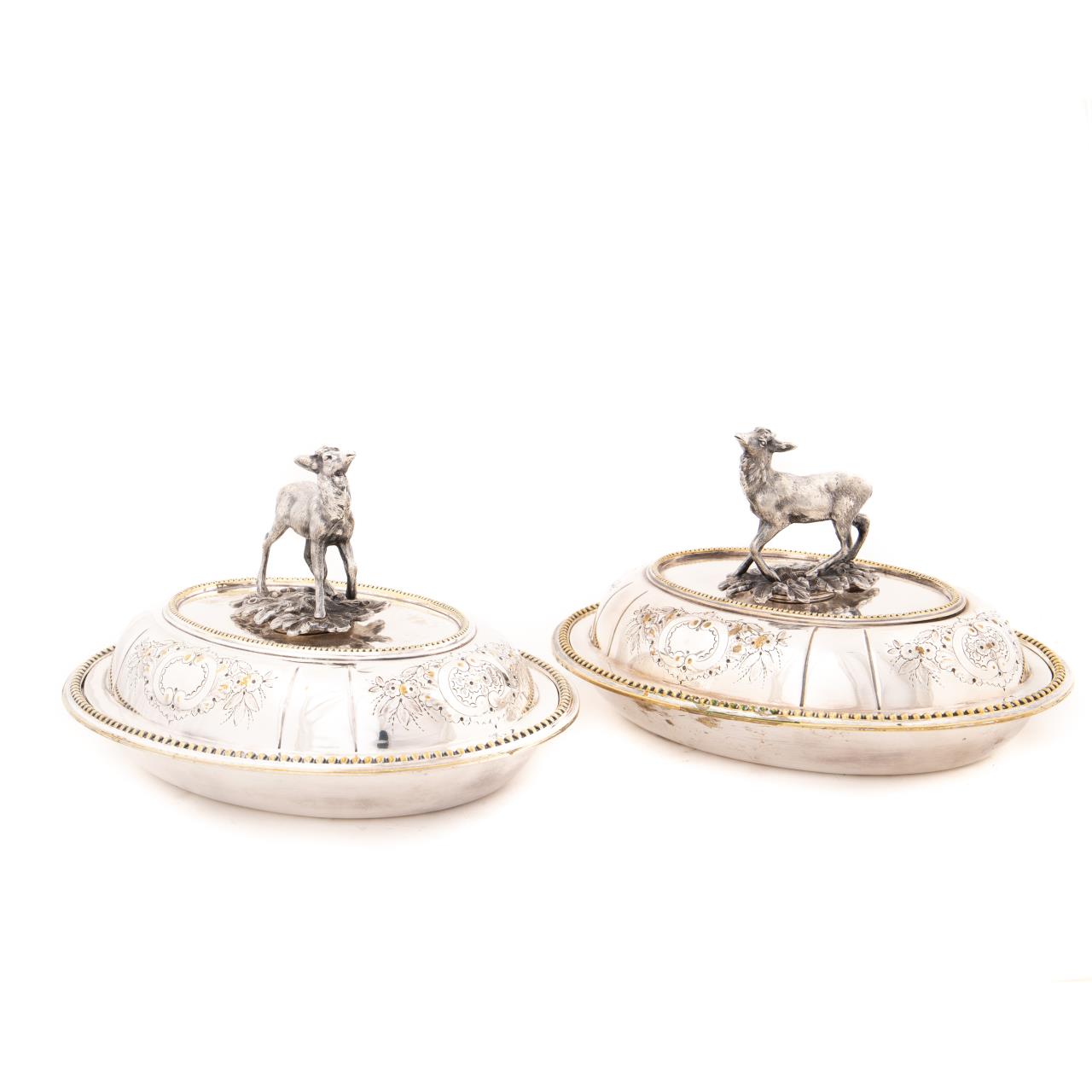 PR., SILVERPLATE DEER HANDLED ENTREE