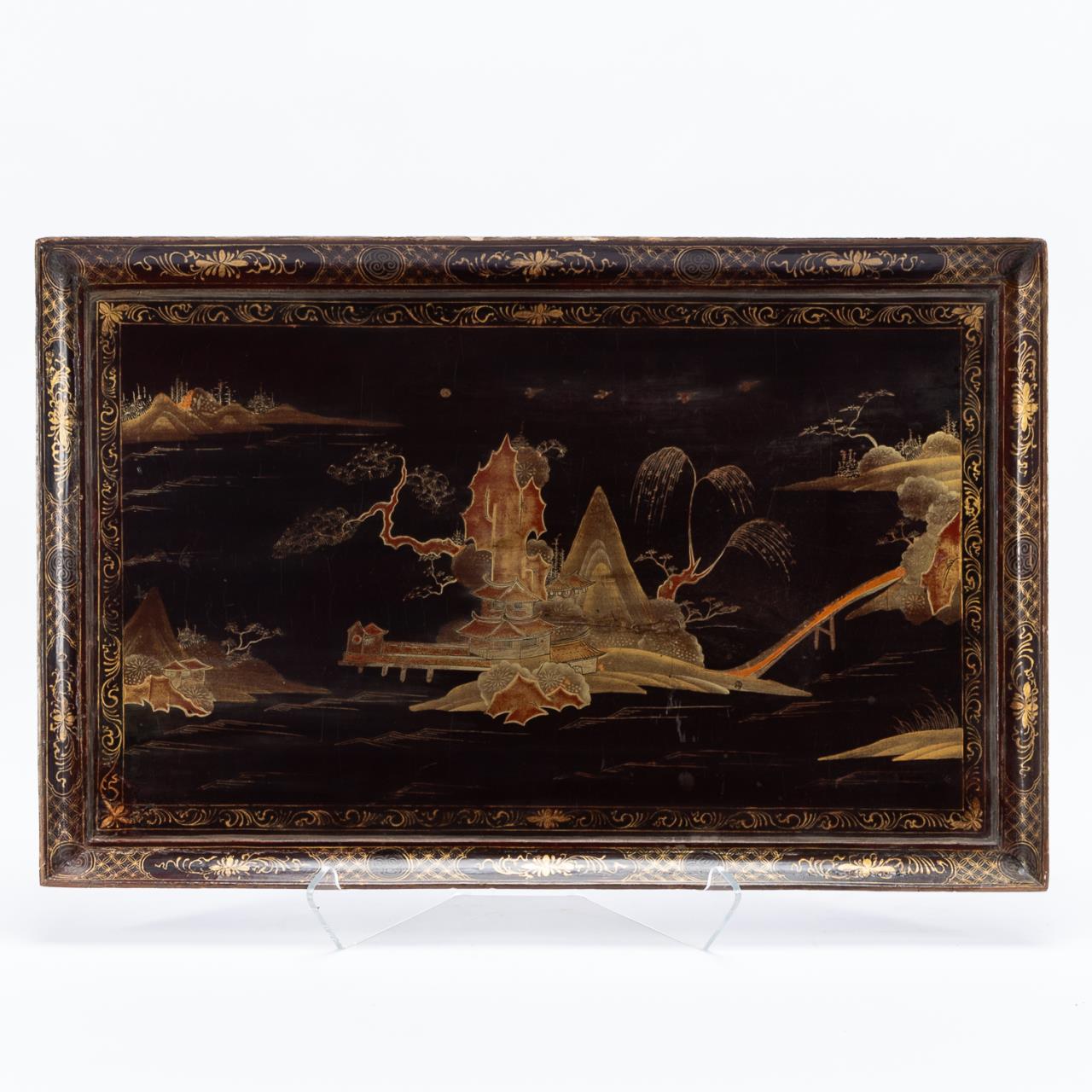 CONTINENTAL BLACK LACQUERED CHINOISERIE 35c989