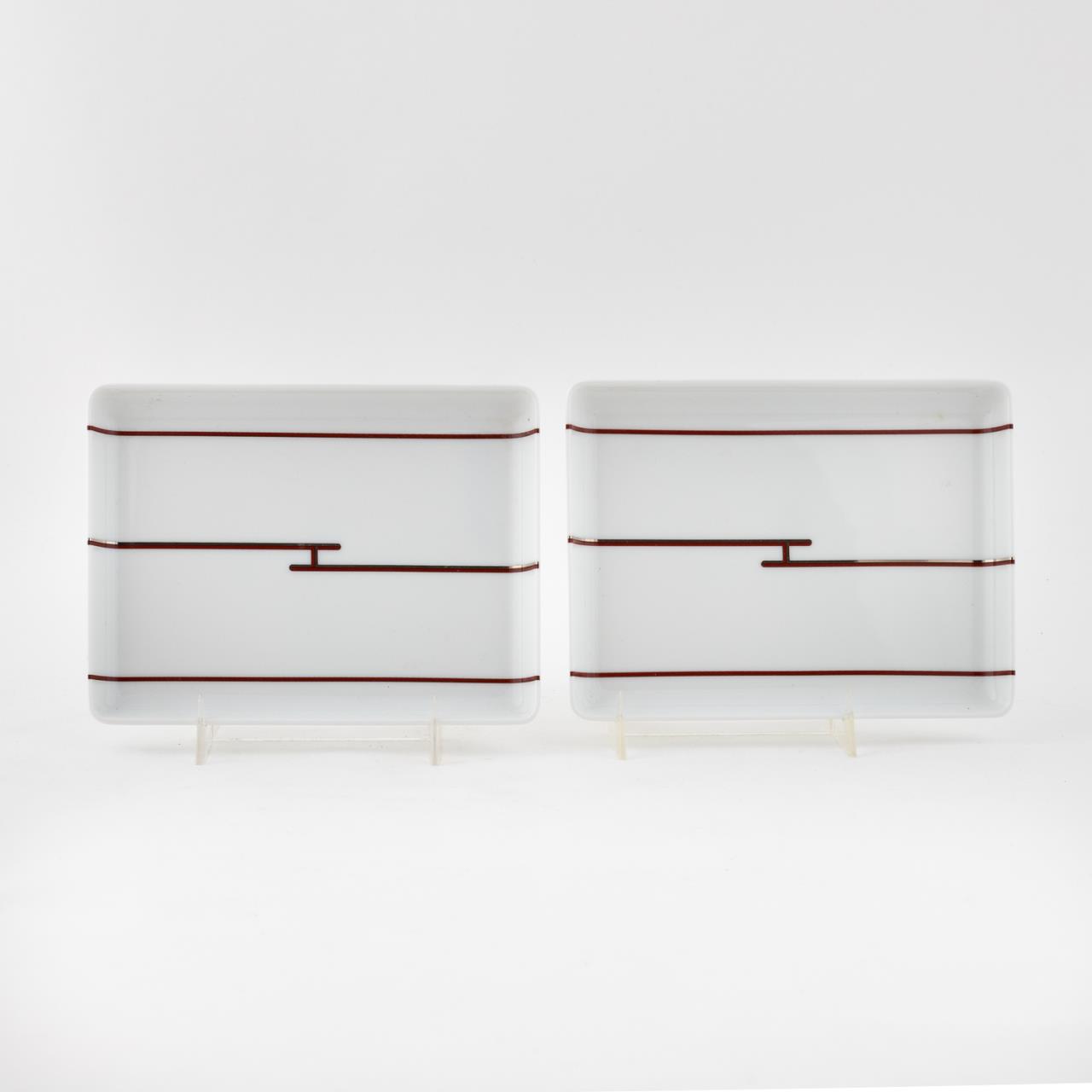 PAIR HERMES WHITE RED H PORCELAIN 35c9a0