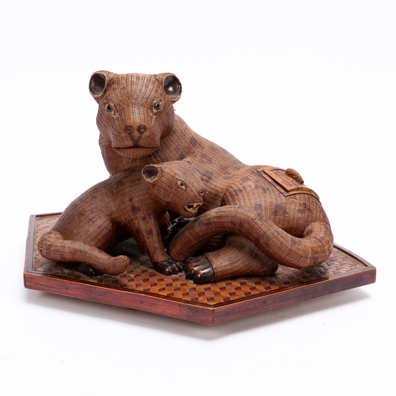 WOVEN WICKER & WOODEN LEOPARD MOTHER