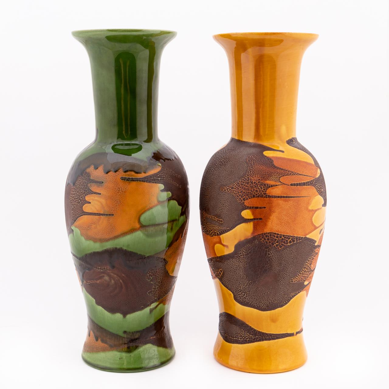 2 PCS ROYAL HAEGER EARTH WRAP MCM VASES