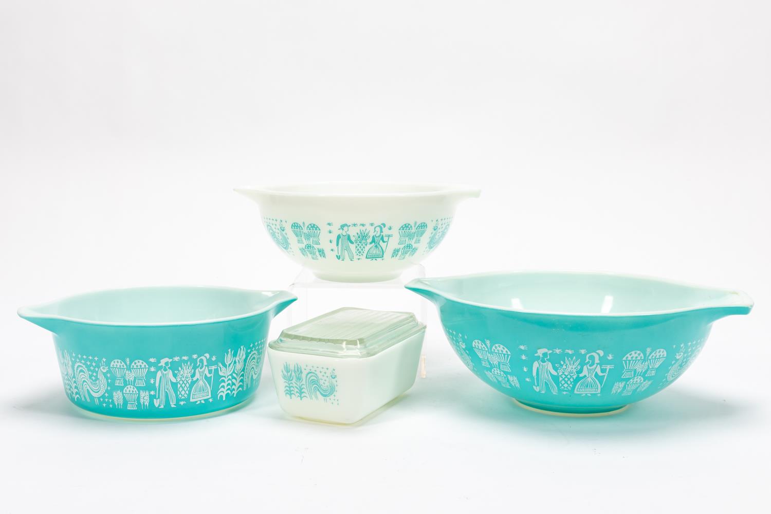 4 PCS, MCM PYREX COOKWARE, "BUTTERPRINT"