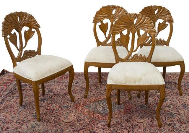 (4) FRENCH FLORAL CARVED FRUITWOOD