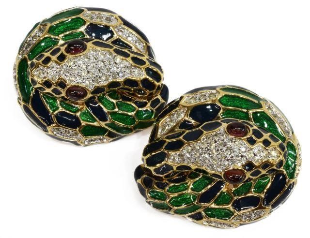 JUDITH LEIBER ENAMEL SNAKE CLIP ON 35ca87