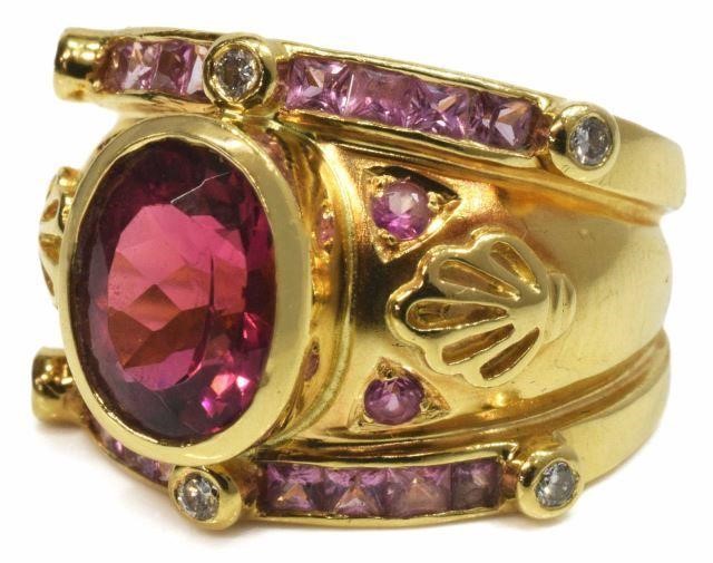 ESTATE 18KT YELLOW GOLD PINK 35ca91