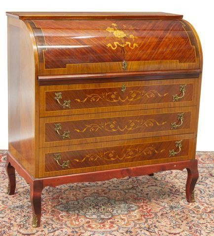 LOUIS XV STYLE MARQUETRY CYLINDER 35cabc