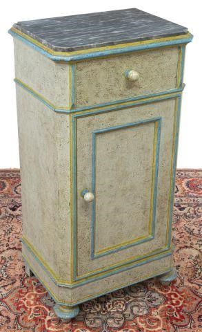 ITALIAN MARBLE-TOP PAINTED BEDSIDE