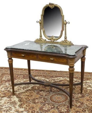 ITALIAN MIRRORED MARBLE-TOP VANITY