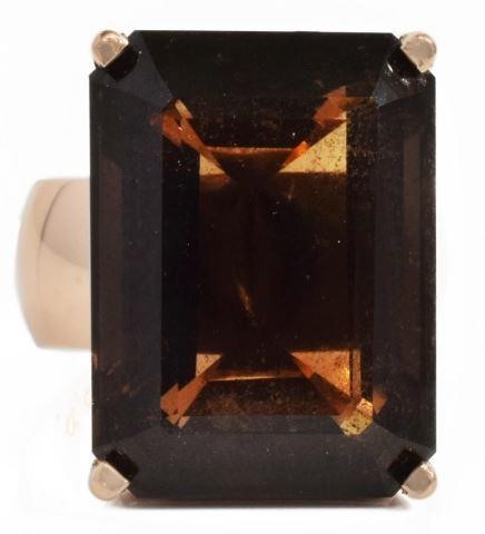 ESTATE 14KT ROSE GOLD & SMOKY QUARTZ