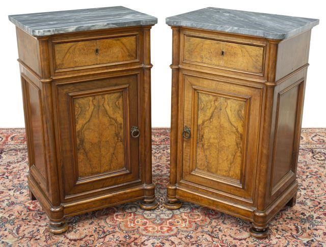  2 LOUIS PHILIPPE MARBLE TOP BEDSIDE 35cb68