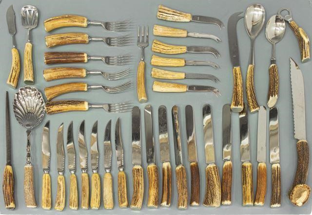  40 ASSEMBLED STAG HANDLE FLATWARE lot 35cb7e