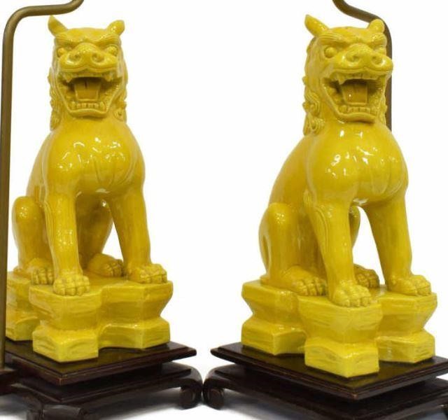 (2) CHINESE CERAMIC FOO LION TABLE