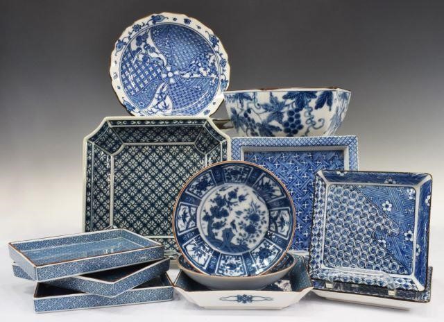 (14) JAPANESE BLUE & WHITE PORCELAIN