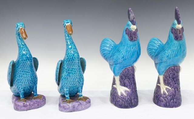  4 CHINESE TURQUOISE GLAZED DUCKS 35cc07