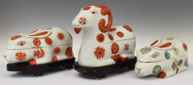 (3) ASIAN PORCELAIN RABBIT & RAM