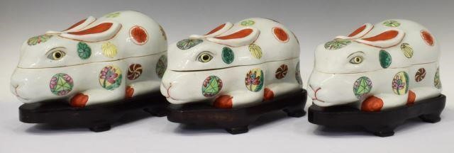  3 ASIAN PORCELAIN RABBIT KOGO 35cc28