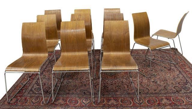  11 DANISH MODERN BENTWOOD STACKING 35cc82