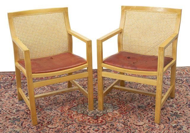 DESIGNER DANISH MODERN BEECH ARMCHAIRS pair  35cca7