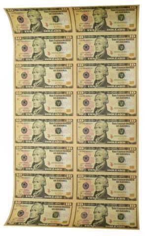 (16) U.S. CURRENCY UNCUT SHEET