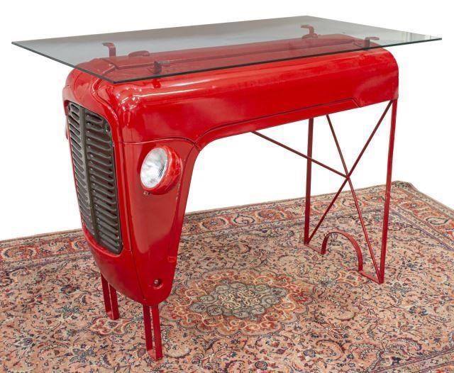 MODERN GLASS TOP RED TRACTOR HOOD 35cd30