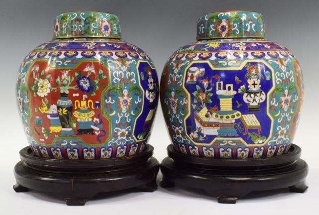  2 CHINESE CLOISONNE ENAMEL COVERED 35cd4e