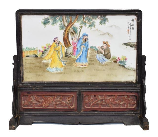 FRAMED CHINESE FAMILLE ROSE PORCELAIN 35cd4a