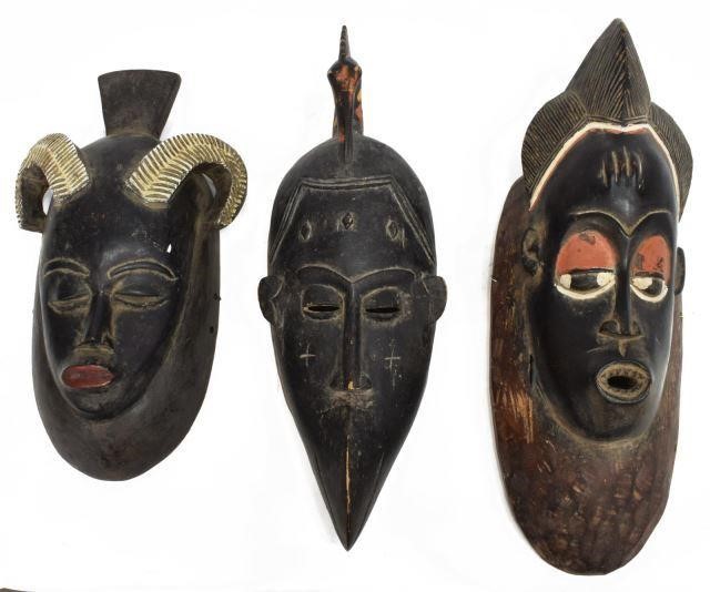 (3) AFRICAN TRIBAL CARVED WOOD