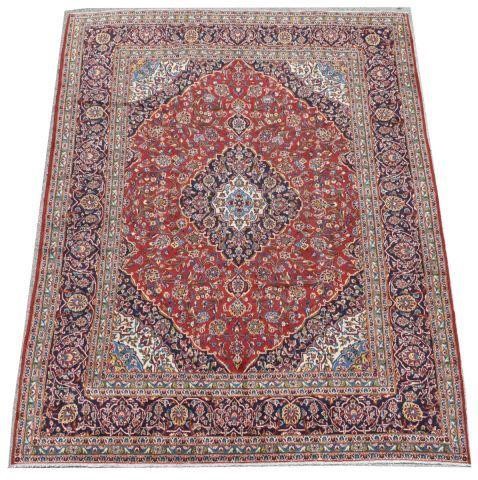 HAND-TIED PERSIAN KASHAN RUG, 12'6"